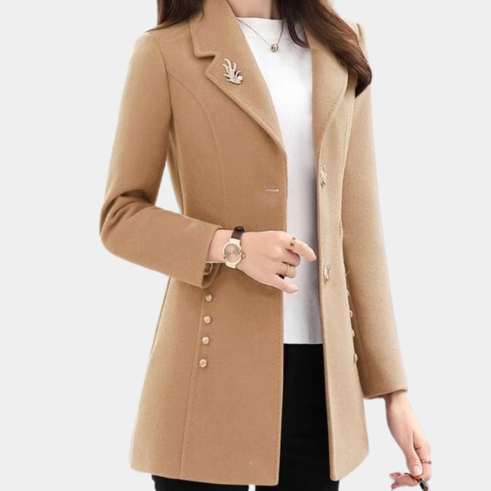 Płaszcz damski wełniany przejściowy na wiosnę elegancki klasyczny stylowy krój