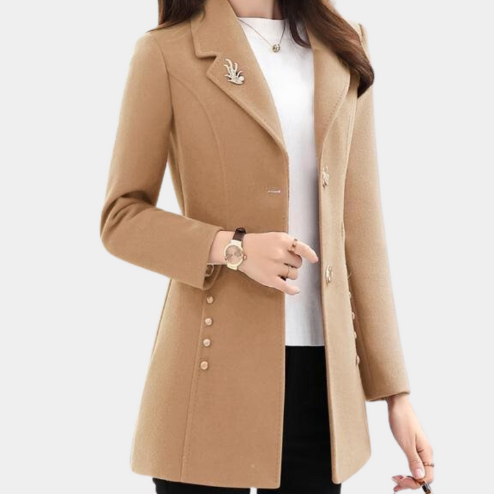 Płaszcz damski wełniany przejściowy na wiosnę elegancki klasyczny stylowy krój