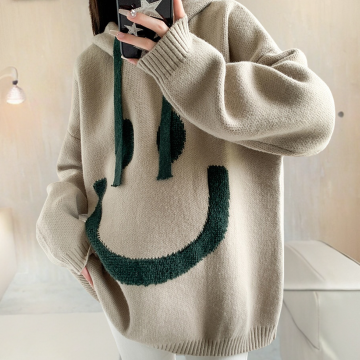 Sweter damski z kapturem wełniany oversize dzianinowy ciepły na jesień zimę