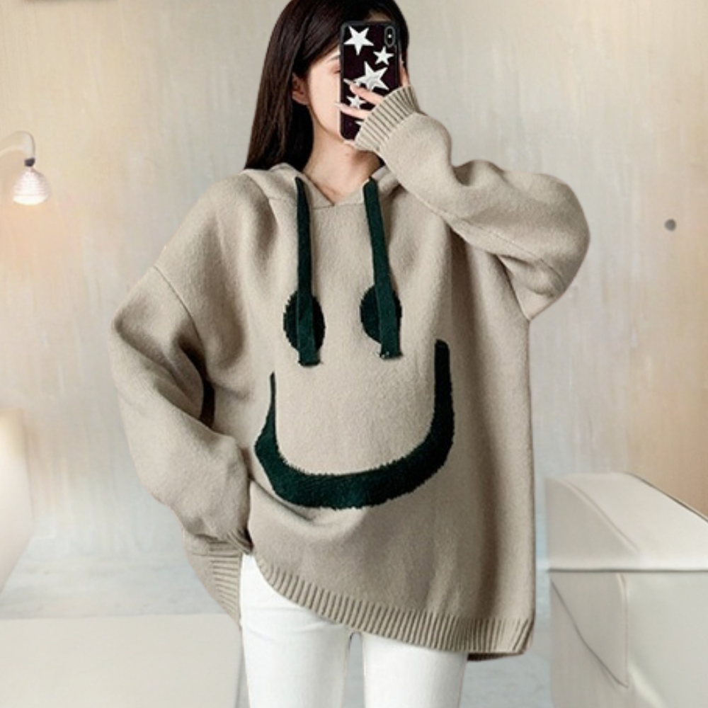 Sweter damski z kapturem wełniany oversize dzianinowy ciepły na jesień zimę