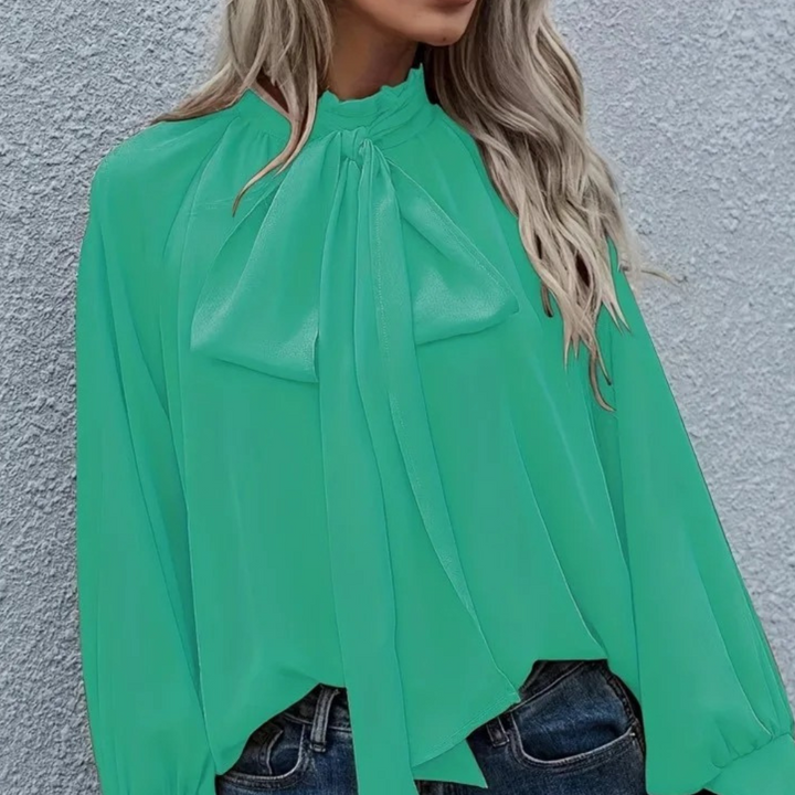 Bluzka damska elegancka bawełniana wiosenna koszula z wiązaniem casualowa modna