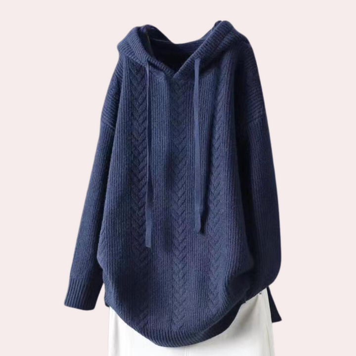 Sweter damski wełniany z kapturem dzianinowy na wiosnę casual luźny wygodny stylowy