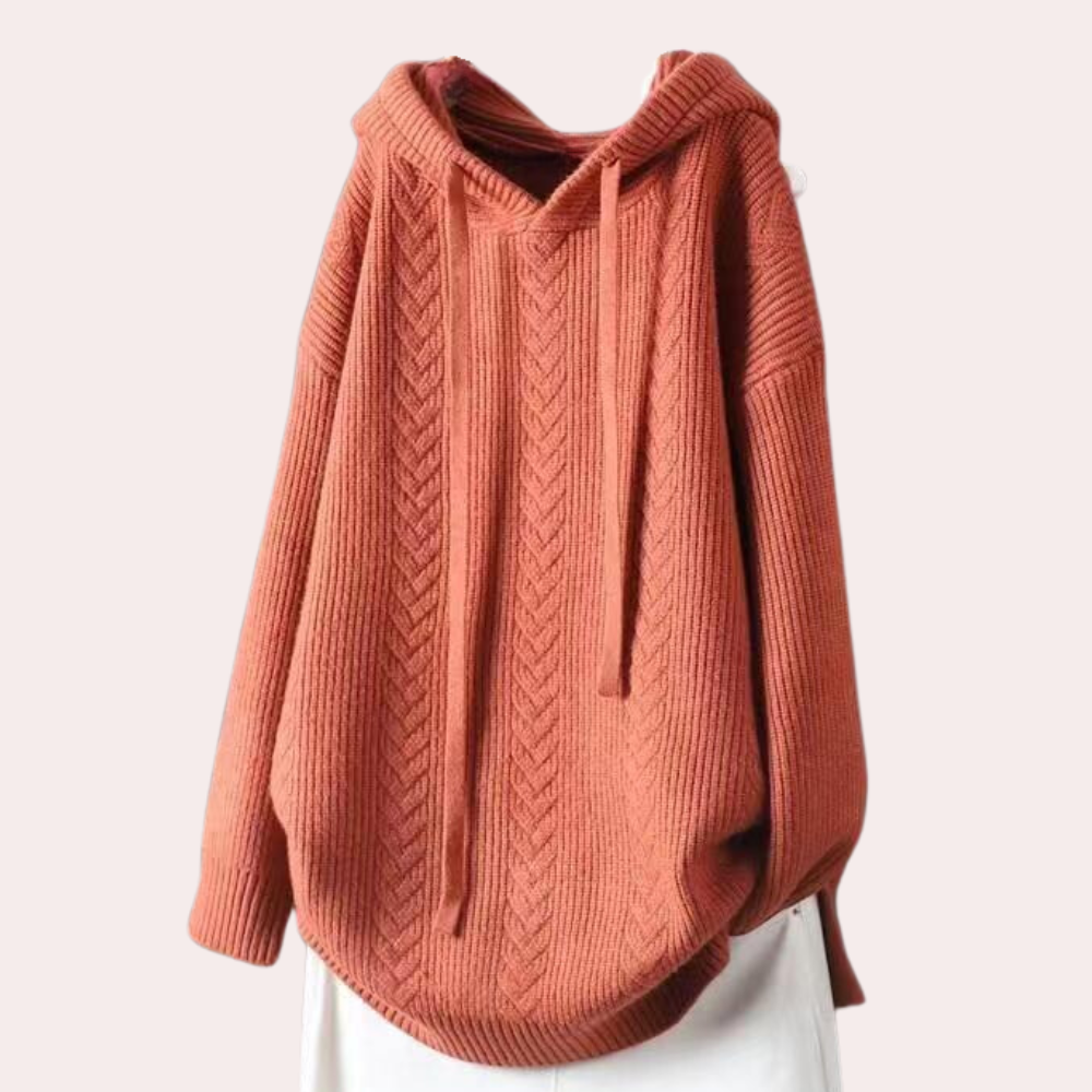 Sweter damski wełniany z kapturem dzianinowy na wiosnę casual luźny wygodny stylowy