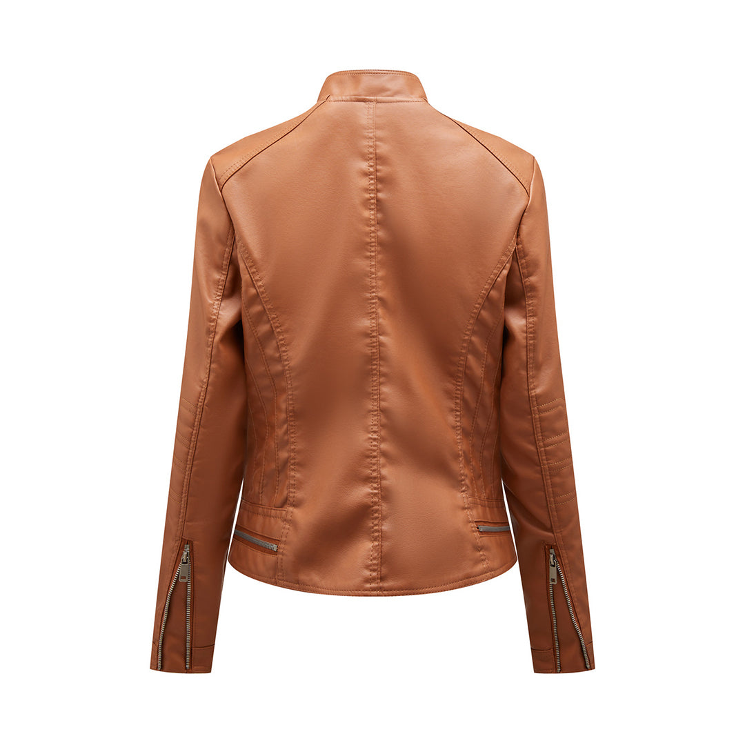 Kurtka damska skórzana biker ramoneska na wiosnę i jesień lekka elegancka casualowa