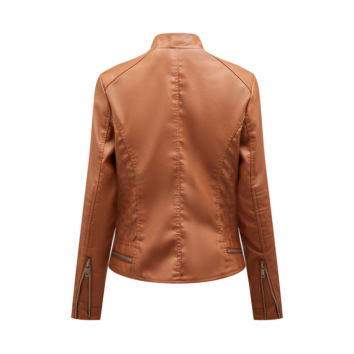 Kurtka damska skórzana biker ramoneska na wiosnę i jesień lekka elegancka casualowa