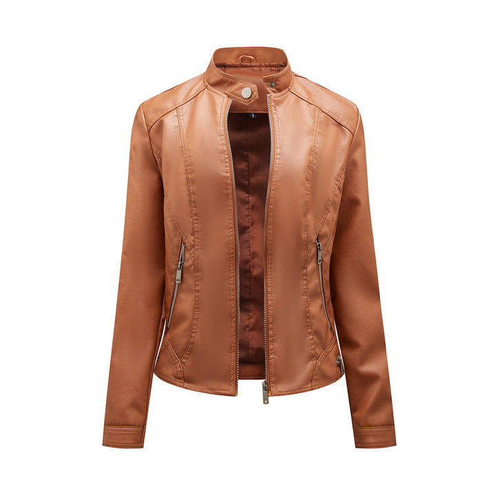 Kurtka damska skórzana biker ramoneska na wiosnę i jesień lekka elegancka casualowa
