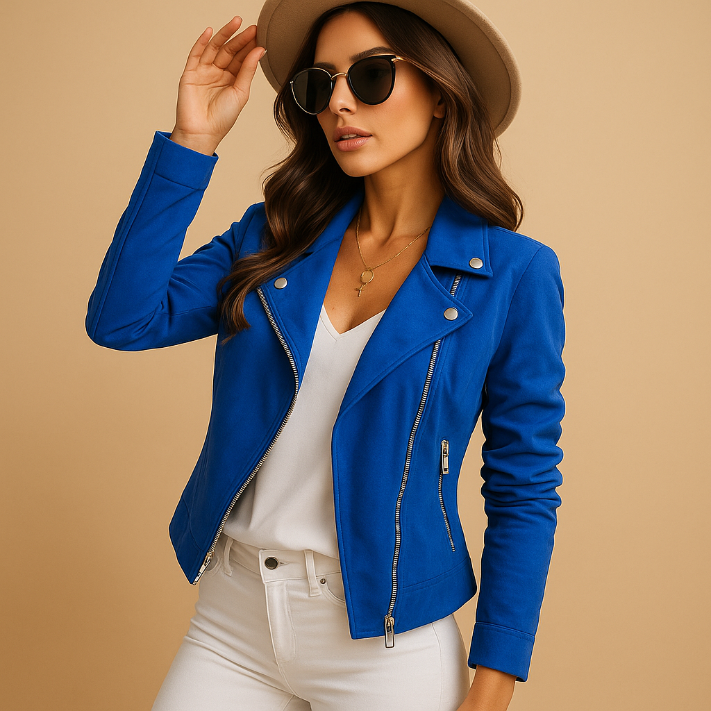 Blazer femme casual à manches longues avec fermeture zippée pour l’été