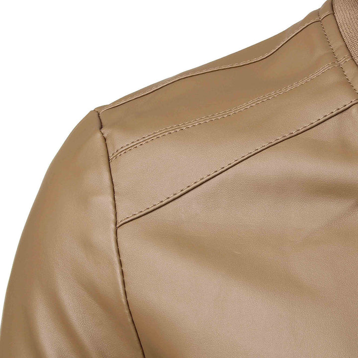 Casaco de homem clássico em pele, elegante, estilo ramoneska, primavera, casual, slim fit