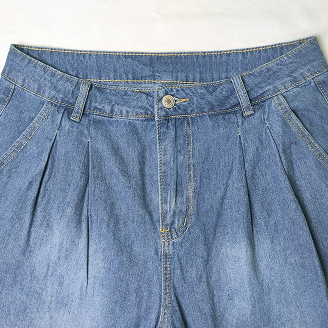 Jeansy damskie bawełniane na wiosnę szerokie spodnie denim luźny krój casual wygodne