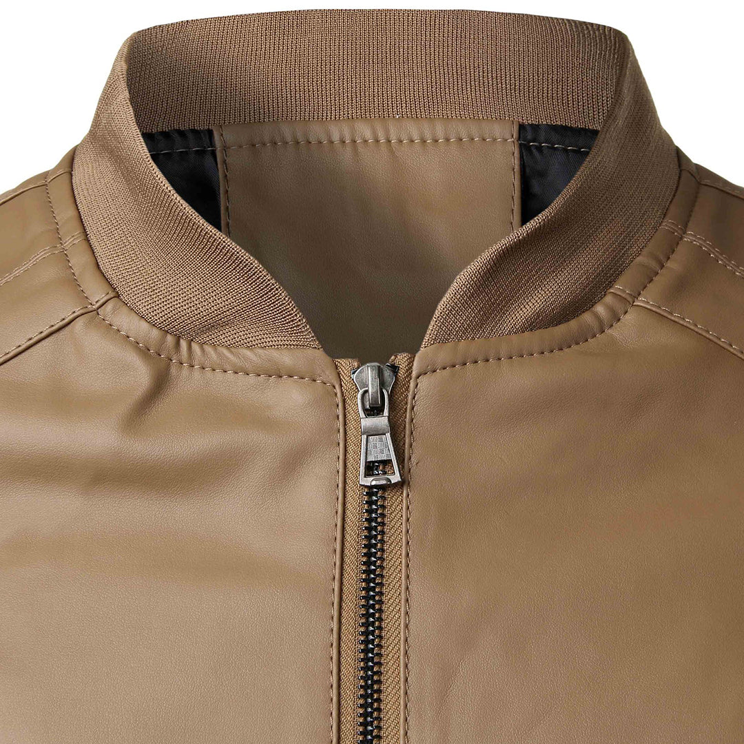 Casaco de homem clássico em pele, elegante, estilo ramoneska, primavera, casual, slim fit