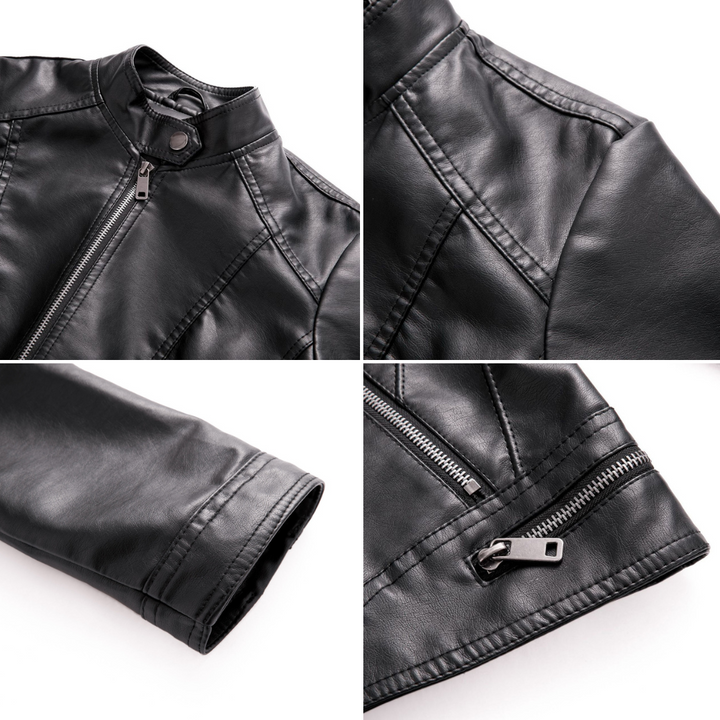 Kurtka damska skórzana biker ramoneska na wiosnę i jesień lekka elegancka casualowa