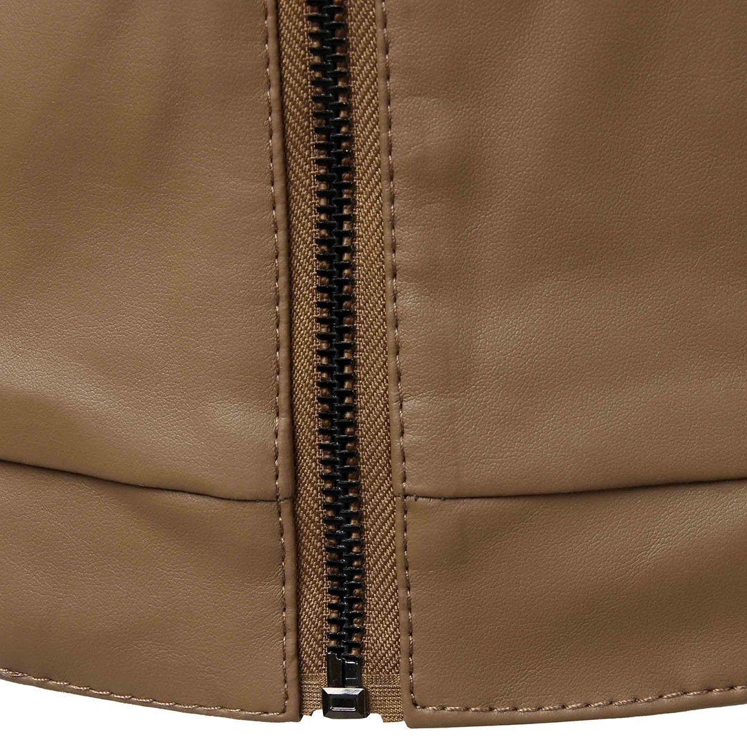 Casaco de homem clássico em pele, elegante, estilo ramoneska, primavera, casual, slim fit