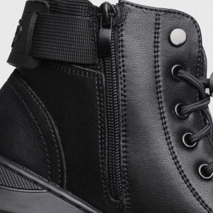 Buty zimowe męskie skórzane ocieplane botki casual wygodne na zimę wysokie
