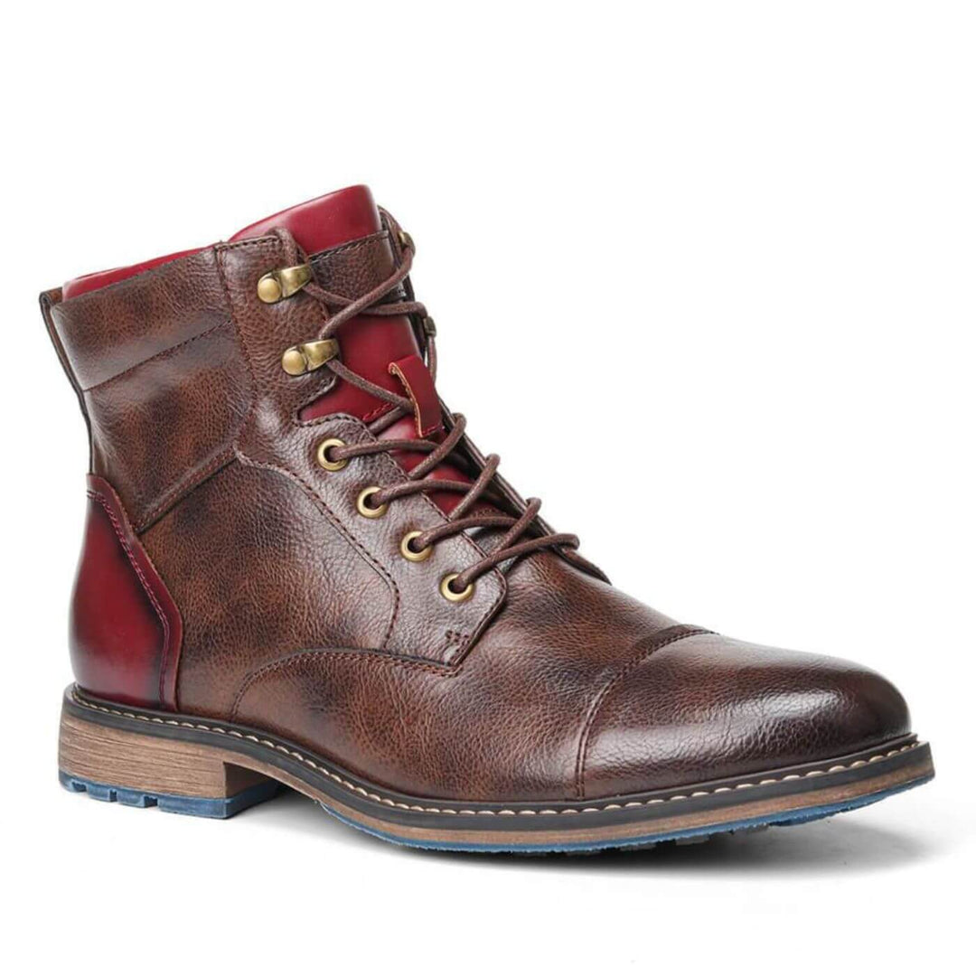Trzewiki męskie skórzane sznurowane eleganckie buty jesienne