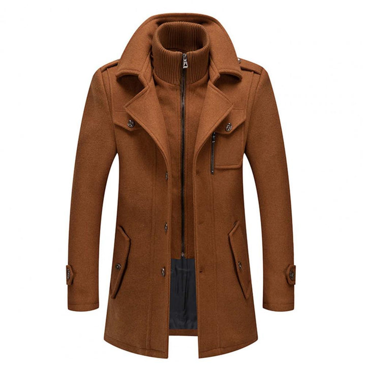 Pánský vlněný kabát elegantní dlouhý přechodný na jaro klasický stylový