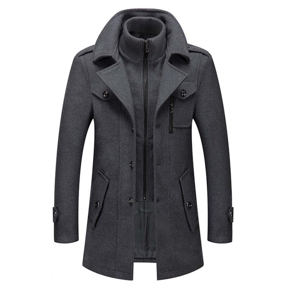 Pánský vlněný kabát elegantní dlouhý přechodný na jaro klasický stylový