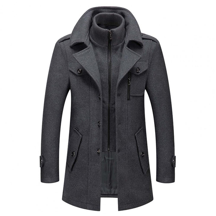 Pánský vlněný kabát elegantní dlouhý přechodný na jaro klasický stylový