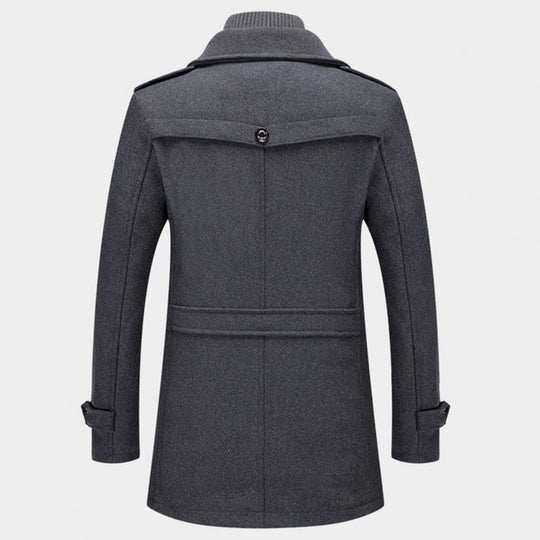 Pánský vlněný kabát elegantní dlouhý přechodný na jaro klasický stylový