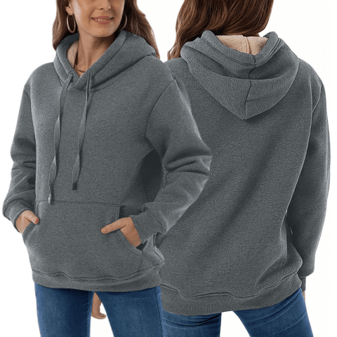 Bluza damska fleece z kapturem oversize na jesień i zimę ocieplana polarowa