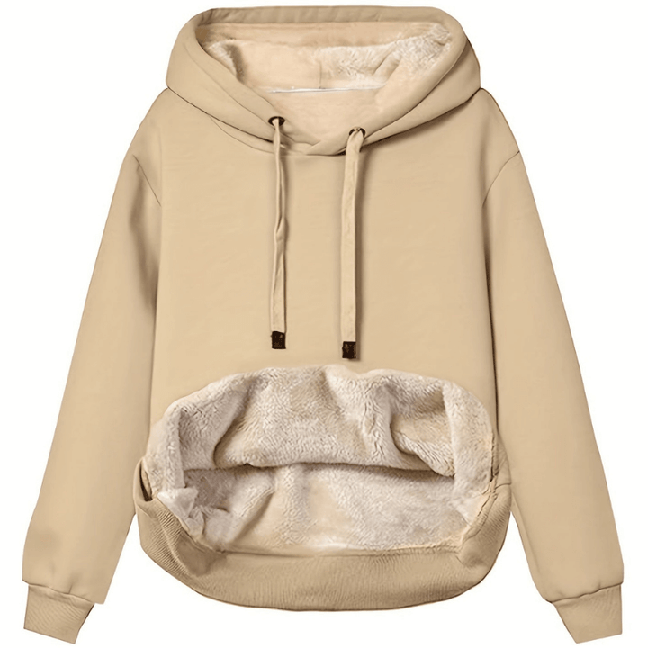 Bluza damska fleece z kapturem oversize na jesień i zimę ocieplana polarowa
