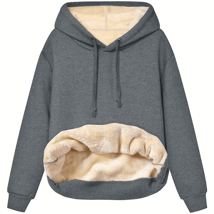 Bluza damska fleece z kapturem oversize na jesień i zimę ocieplana polarowa