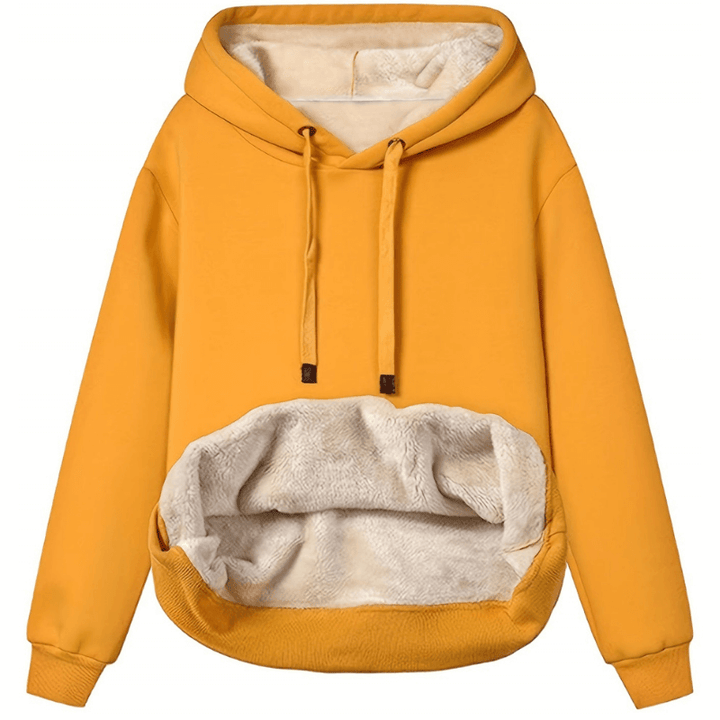 Bluza damska fleece z kapturem oversize na jesień i zimę ocieplana polarowa