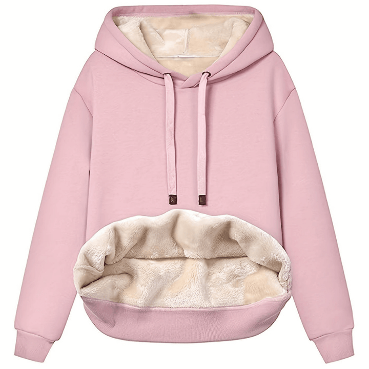 Bluza damska fleece z kapturem oversize na jesień i zimę ocieplana polarowa