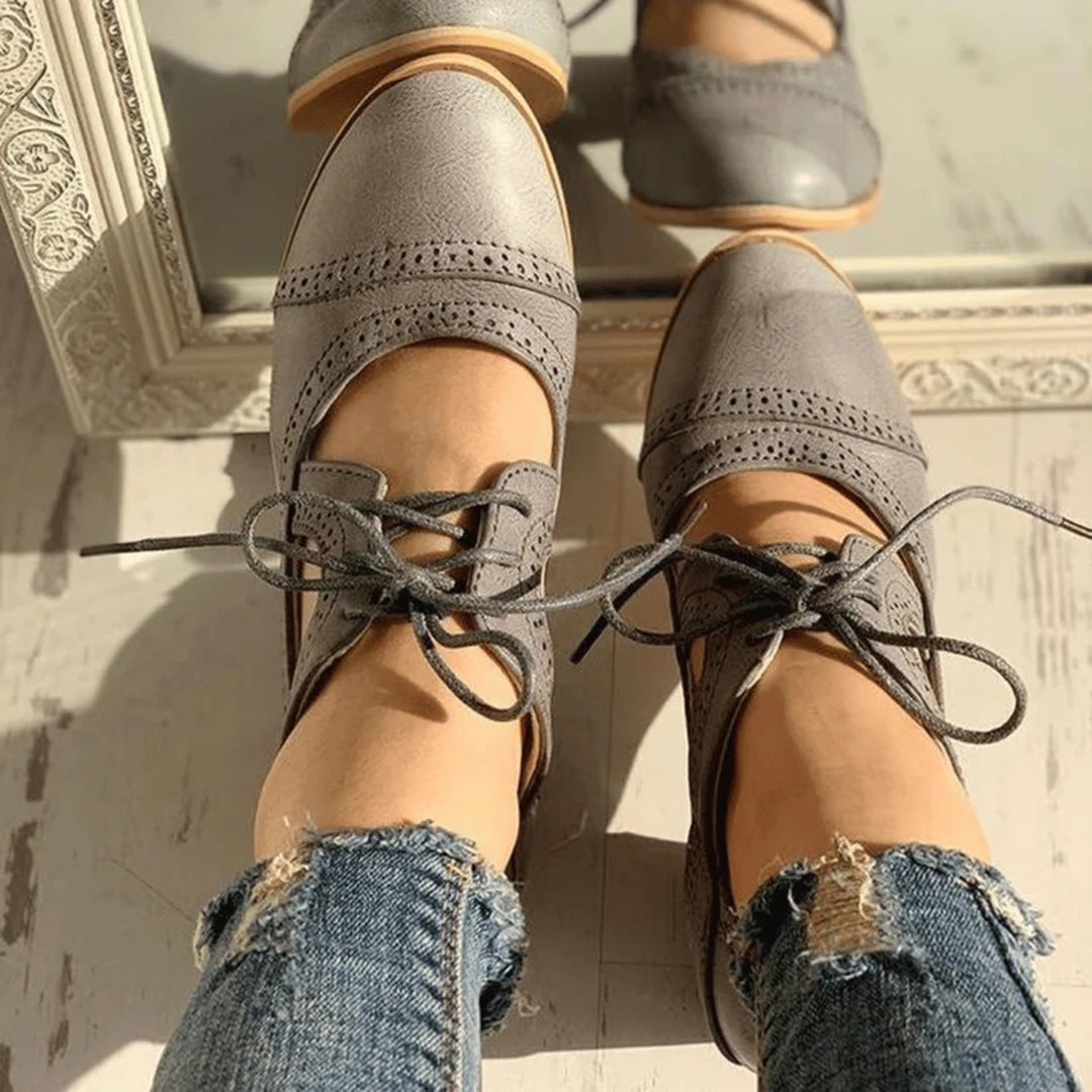 Półbuty damskie skórzane na obcasie eleganckie buty casual na sezon wiosna-lato