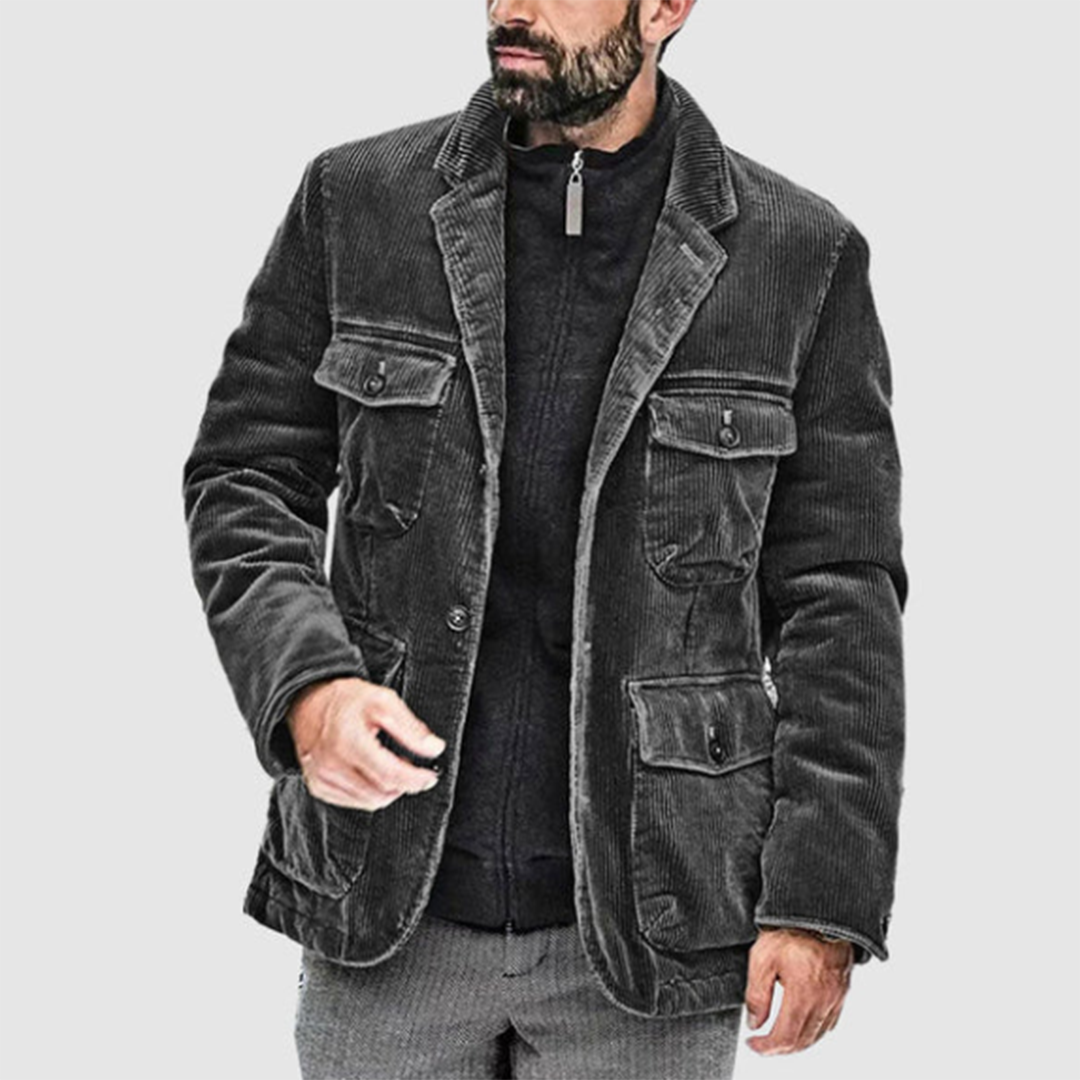 Casaco masculino de bombazina de algodão para meia estação primavera, casual, elegante e leve
