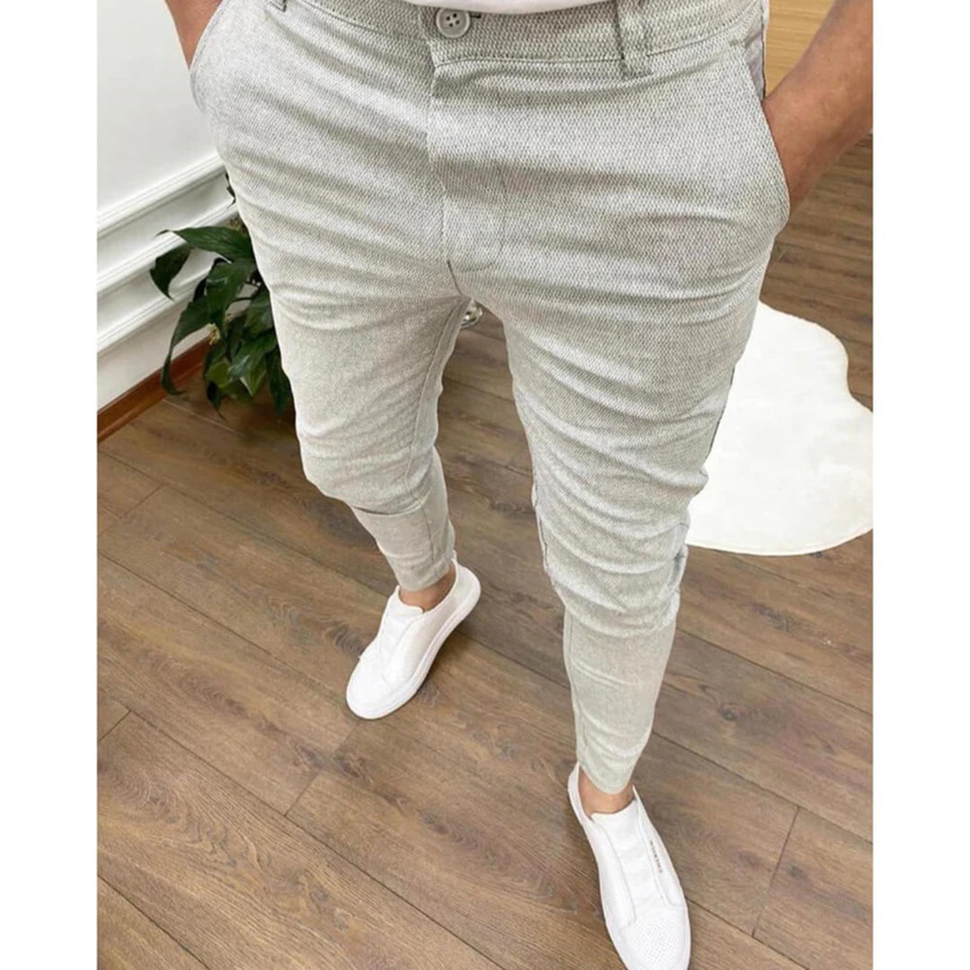 Spodnie męskie eleganckie bawełniane slim fit wiosenne casual do pracy i codziennego noszenia