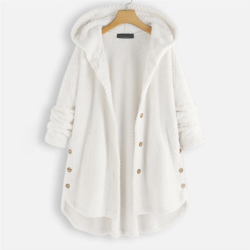 Kurtka damska fleece z kapturem ciepła casual na jesień zimę oversize