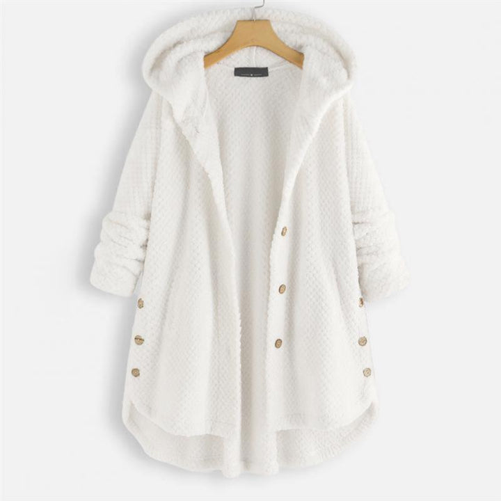 Kurtka damska fleece z kapturem ciepła casual na jesień zimę oversize