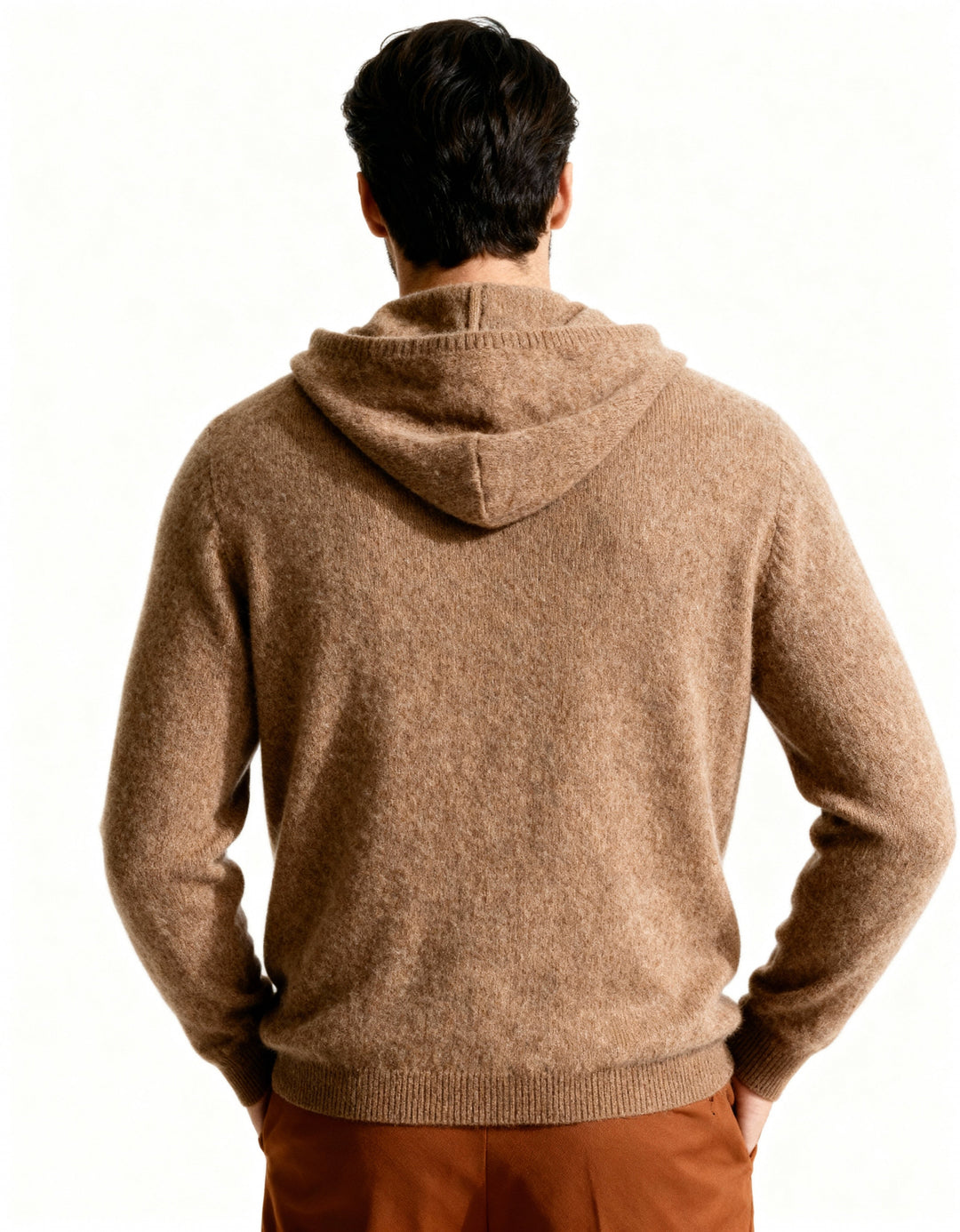 Męski sweter z kapturem kaszmirowy bluza elegancka jesienna