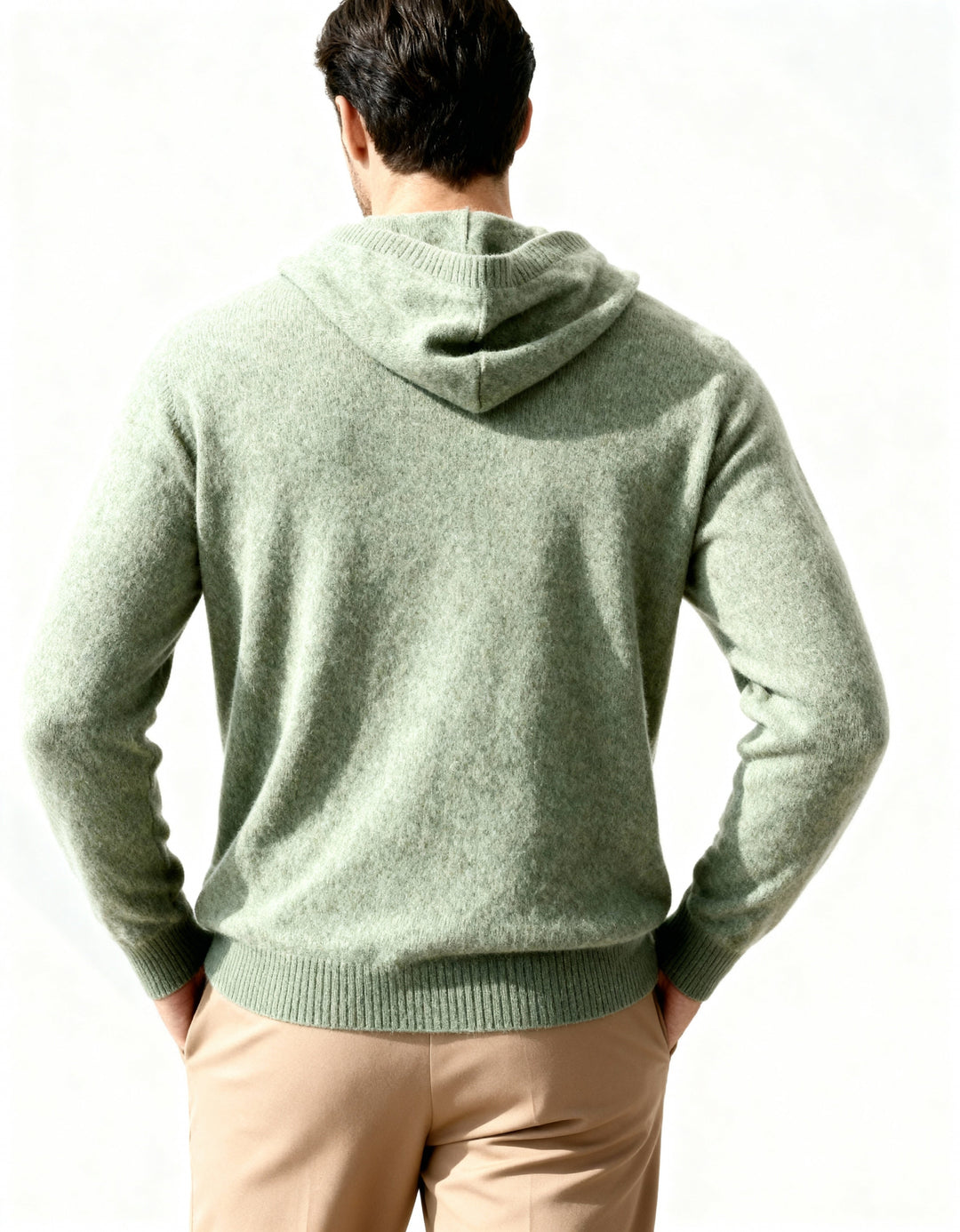 Męski sweter z kapturem kaszmirowy bluza elegancka jesienna