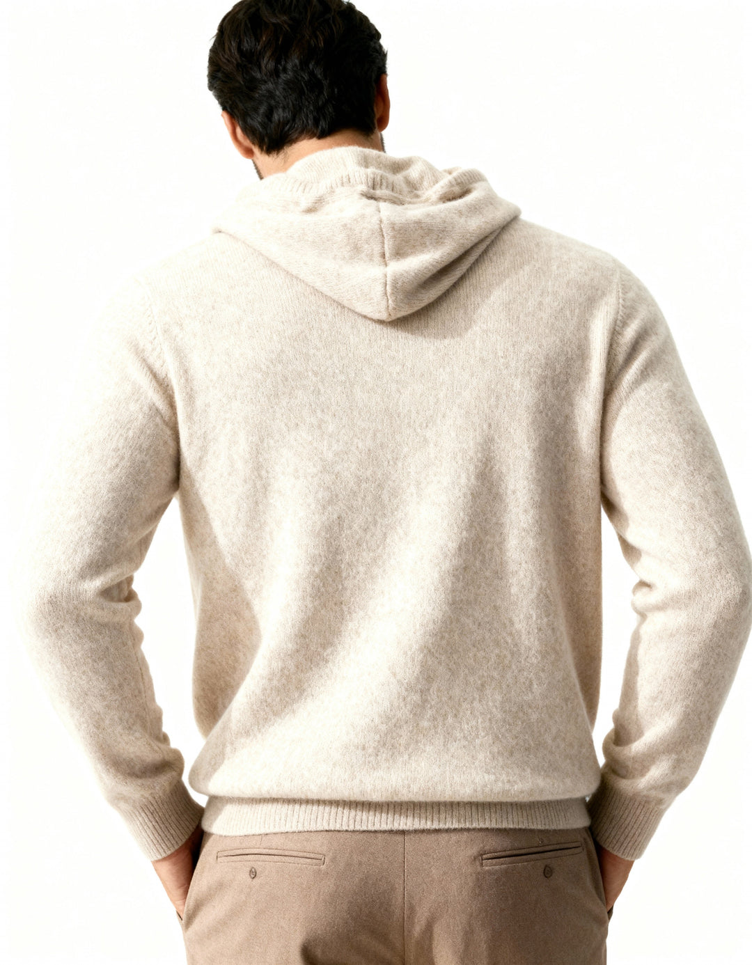 Męski sweter z kapturem kaszmirowy bluza elegancka jesienna
