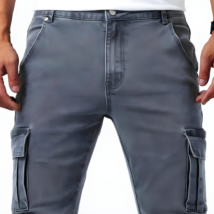 Spodnie cargo męskie jeansowe slim fit wiosenne casual do codziennego noszenia