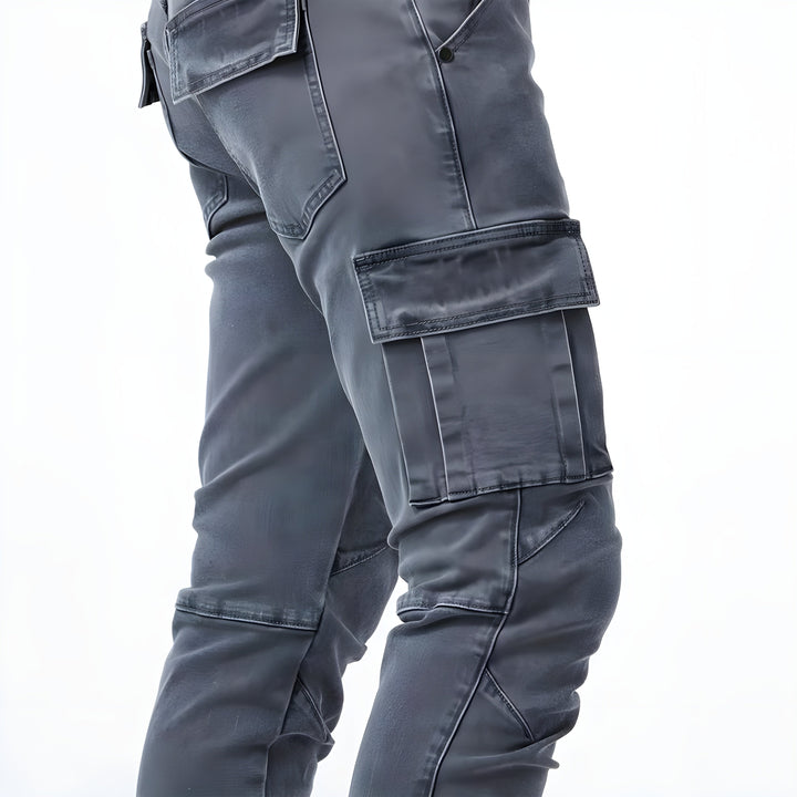 Spodnie cargo męskie jeansowe slim fit wiosenne casual do codziennego noszenia