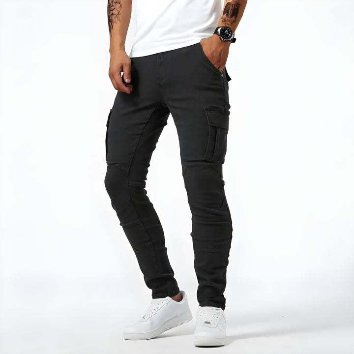 Spodnie cargo męskie jeansowe slim fit wiosenne casual do codziennego noszenia