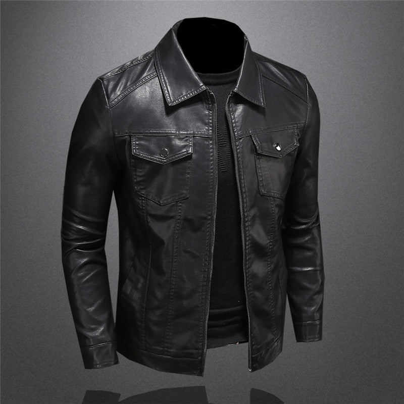 Kurtka Męska Skórzana Ze Skóry Naturalnej Na Wiosnę Kurtka Casual Biker Męska Stylowa