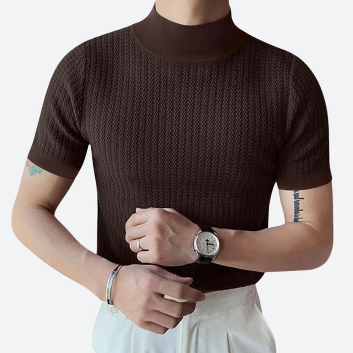 Stylowa męska koszulka w prążki o wąskim kroju - Josh
