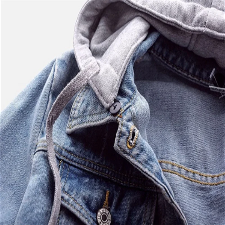 Kurtka damska jeansowa bawełniana z kapturem na wiosnę lekka casualowa denim