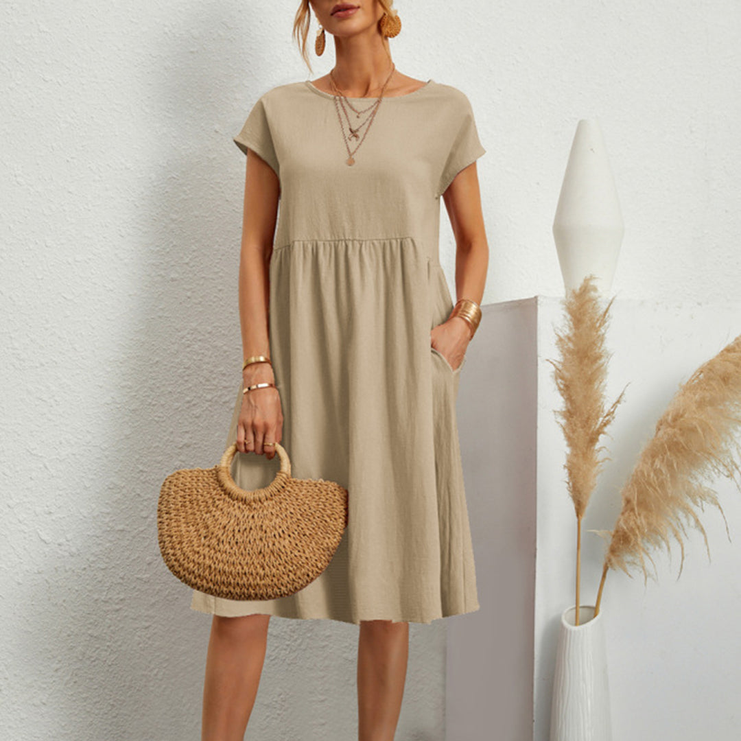 Sukienka damska bawełniana letnia midi casual krótki rękaw lekka na lato elegancka