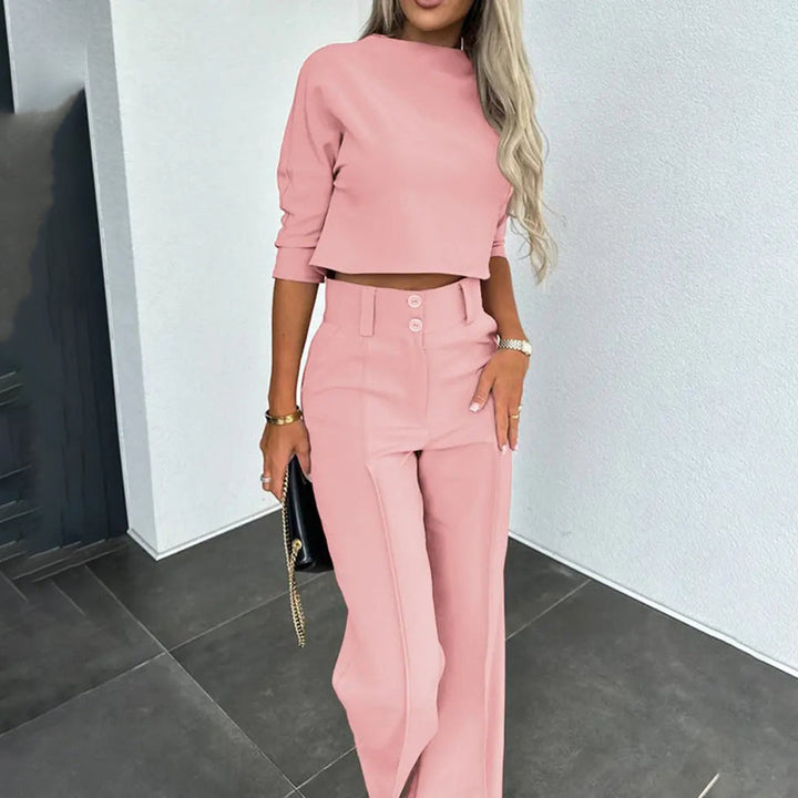 Komplet damski bawełniany elegancki zestaw top i spodnie na wiosnę stylowy casual