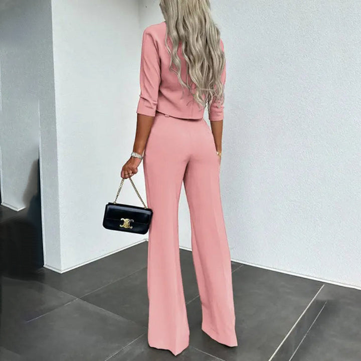 Komplet damski bawełniany elegancki zestaw top i spodnie na wiosnę stylowy casual