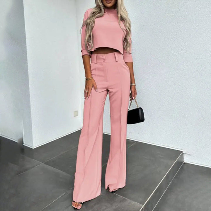 Komplet damski bawełniany elegancki zestaw top i spodnie na wiosnę stylowy casual