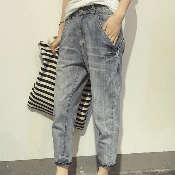 Dżinsy damskie bawełniane na wiosnę luźne jeansy boyfriend wygodne spodnie casual