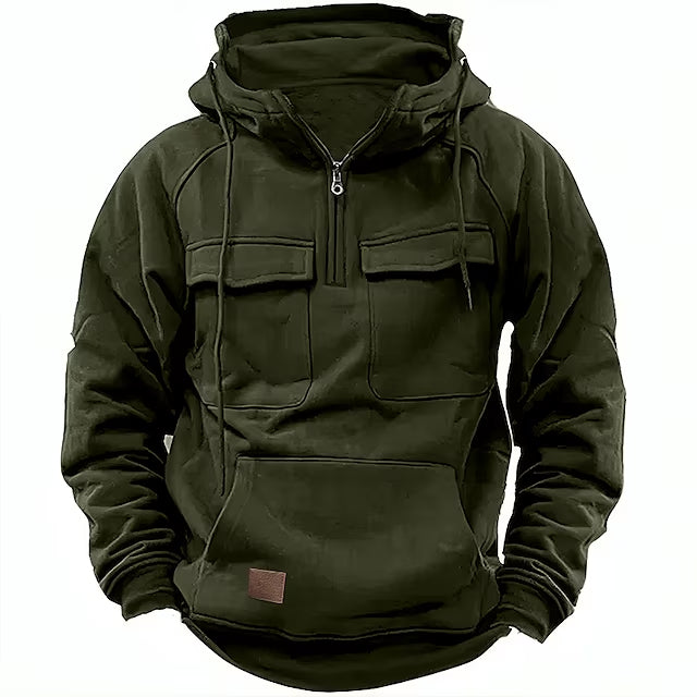 Bluza męska z kapturem fleece z zamkiem sportowa na wiosnę casualowa ciepła