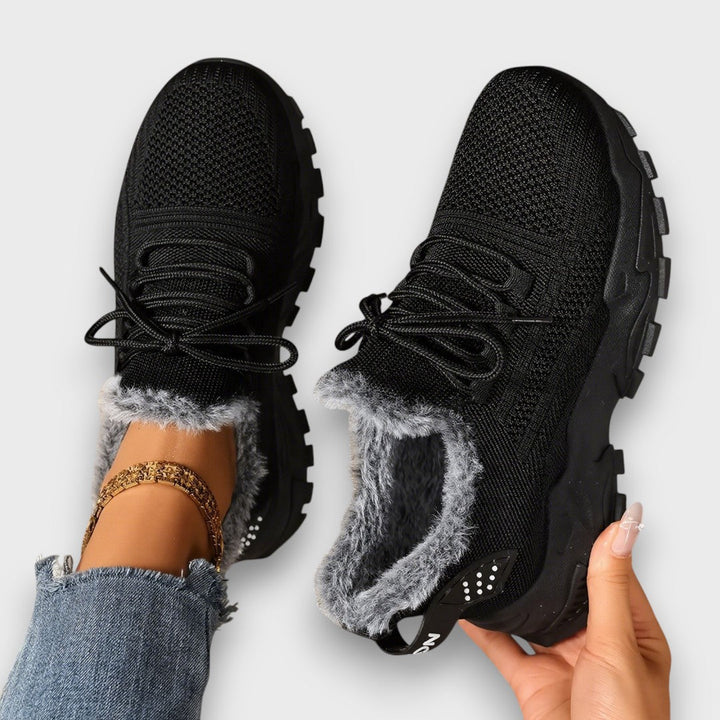 Sznurowane sneakersy zimowe ocieplane z lekką podeszwą na co dzień