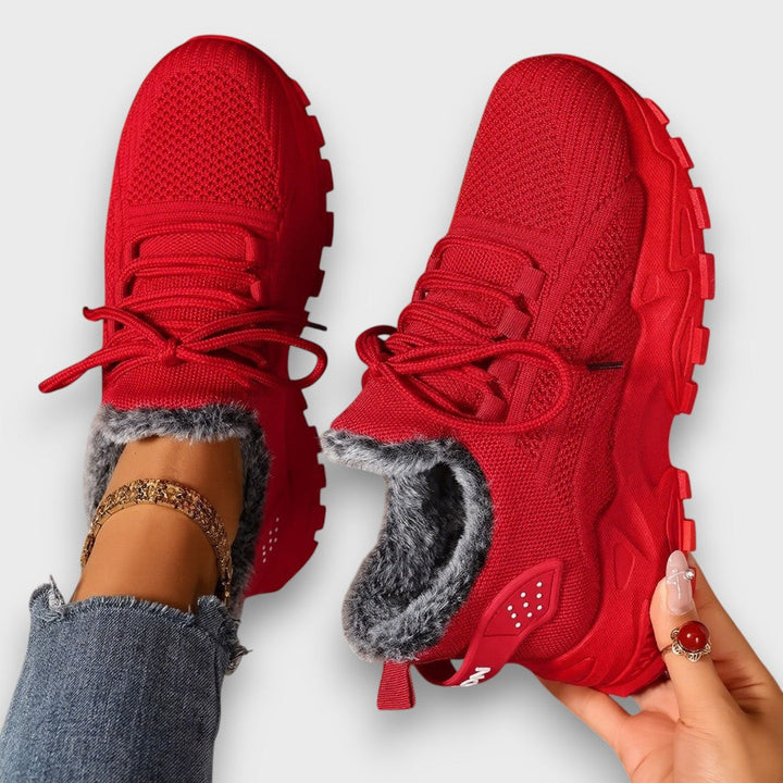 Sznurowane sneakersy zimowe ocieplane z lekką podeszwą na co dzień