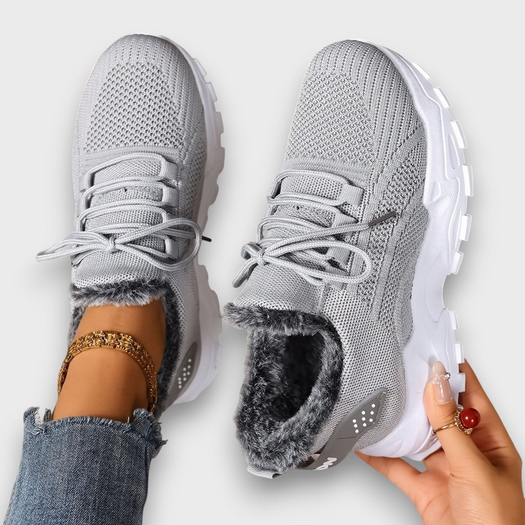 Sznurowane sneakersy zimowe ocieplane z lekką podeszwą na co dzień